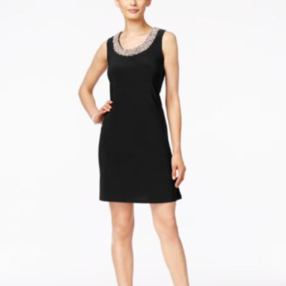 R&M Richards Black Mini Dress with Silver Accents